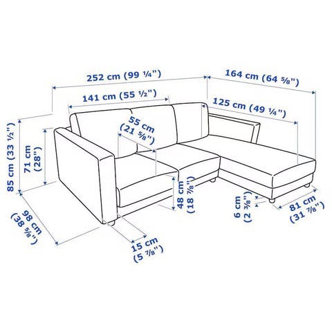 Ikea Finnala Sectional couch with new covers